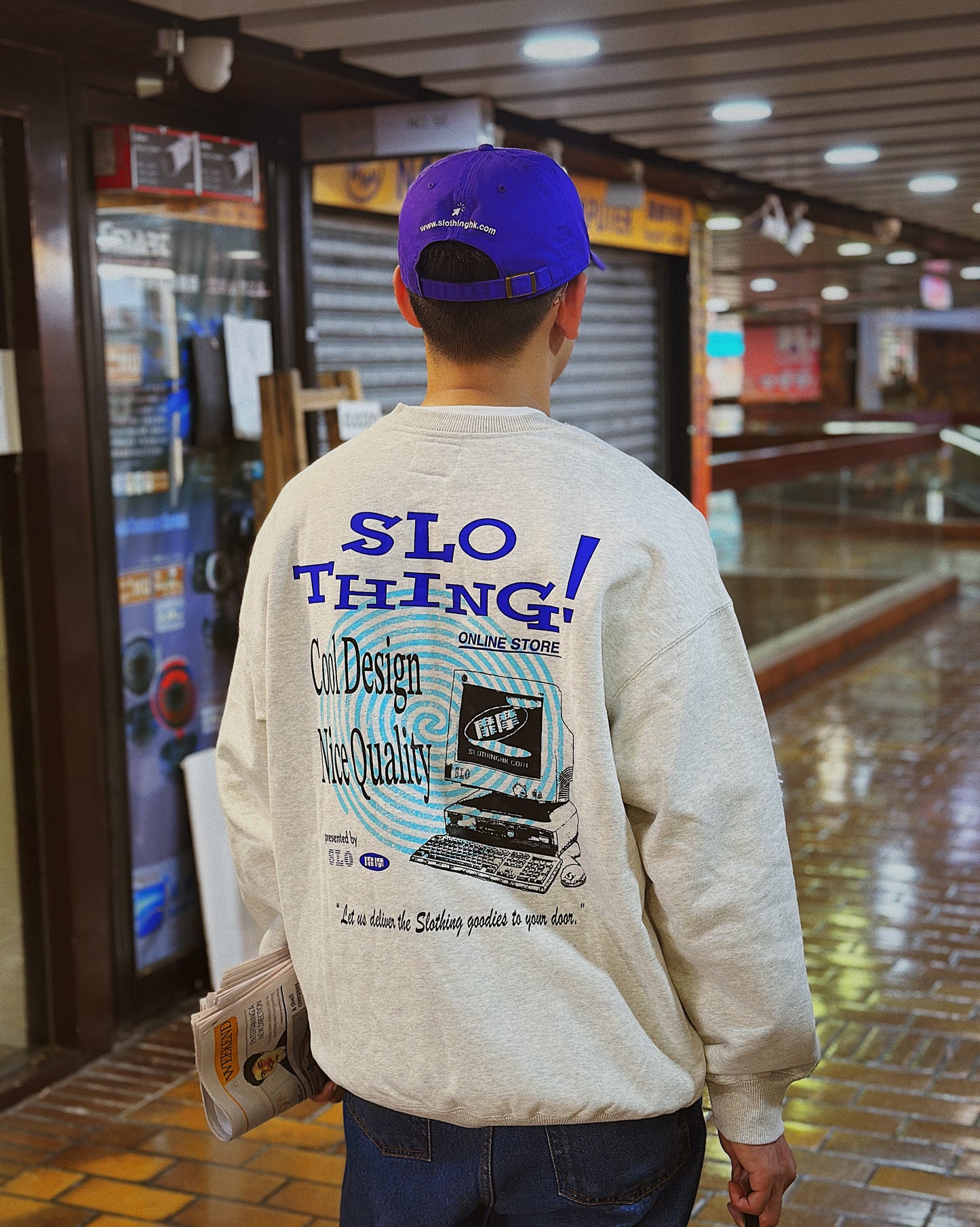 "Dot-com" Oversized Crewneck Sweater /Ash Grey