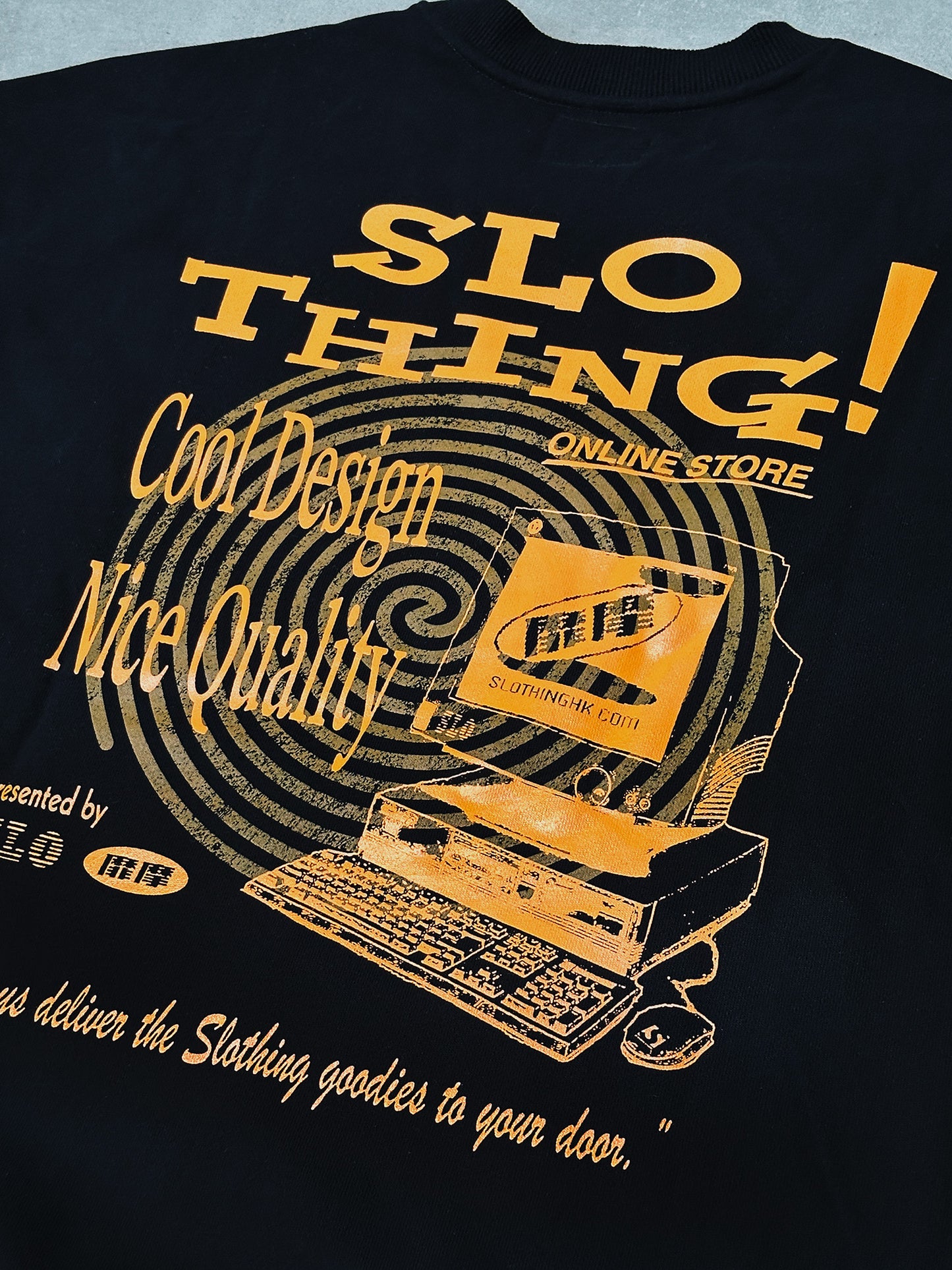 "Dot-com" Oversized Crewneck Sweater /Black