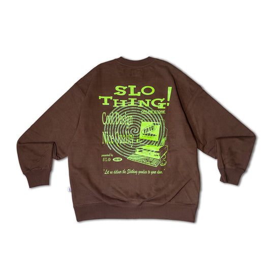"Dot-com" Oversized Crewneck Sweater /Brown Chestnut