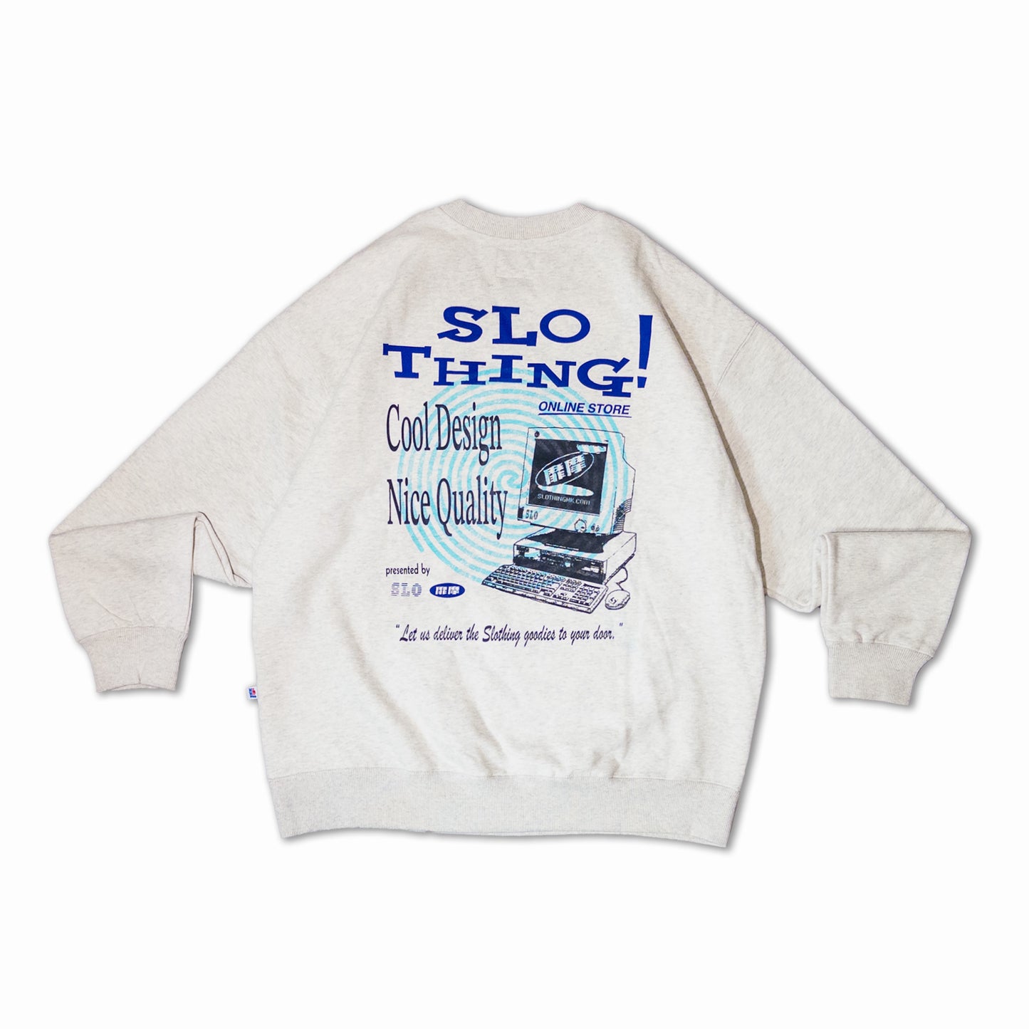 "Dot-com" Oversized Crewneck Sweater /Ash Grey