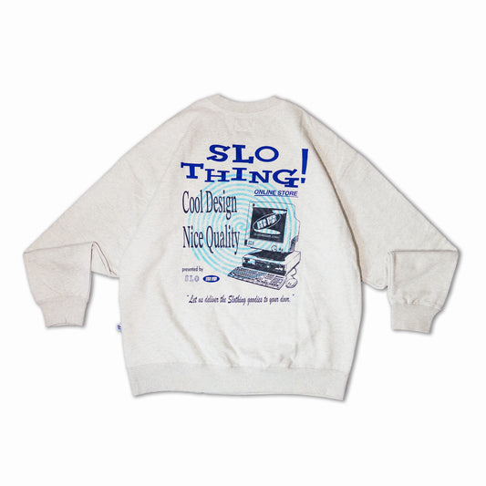 "Dot-com" Oversized Crewneck Sweater /Ash Grey