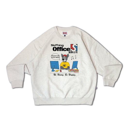 "OFFICE DOG" Oversized Crewneck Sweater /Ash Grey