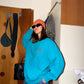 "Dot-com" Oversized Crewneck Sweater /Blue